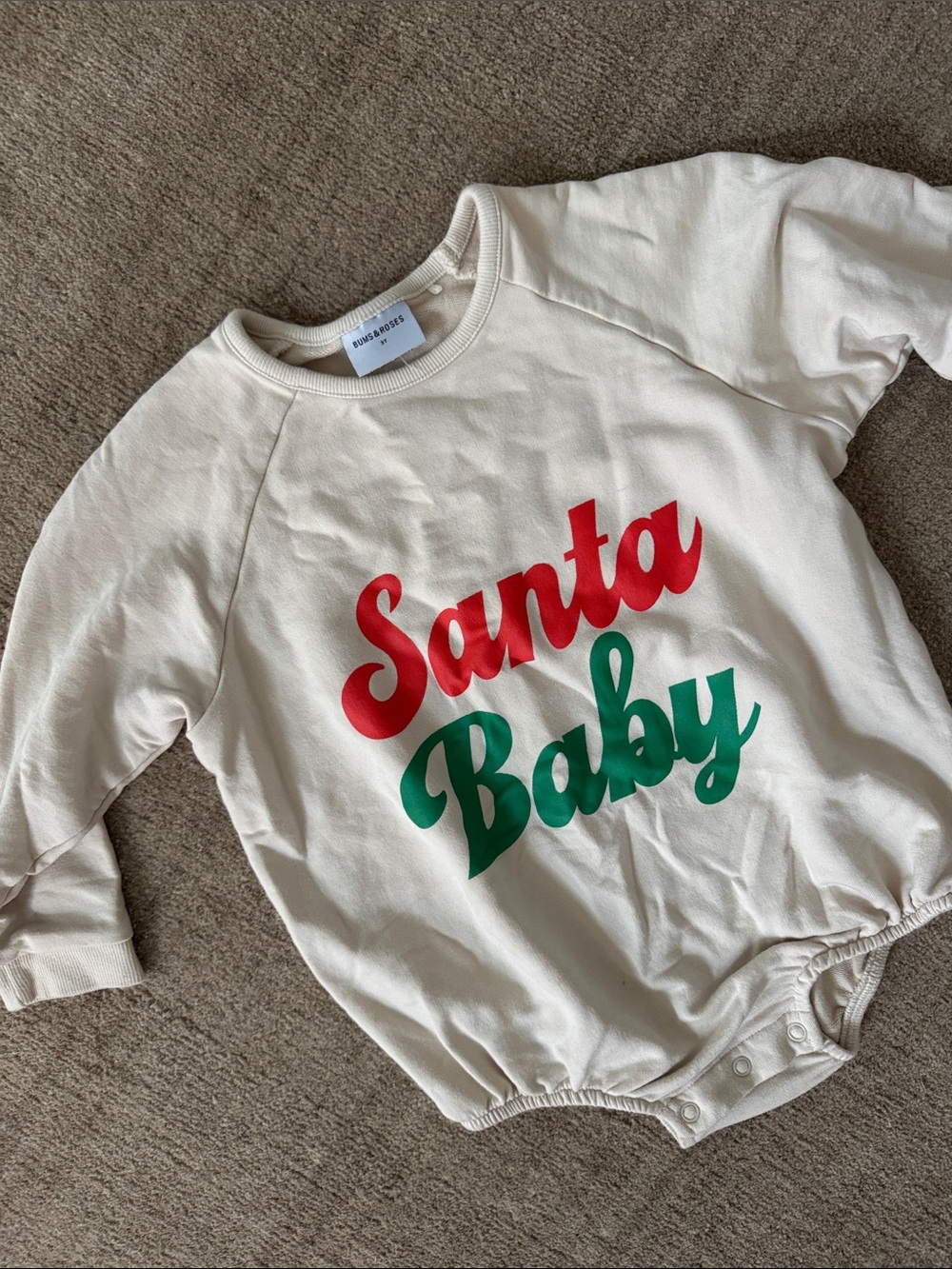 3T 'Santa Baby sweatshirt romper Christmas